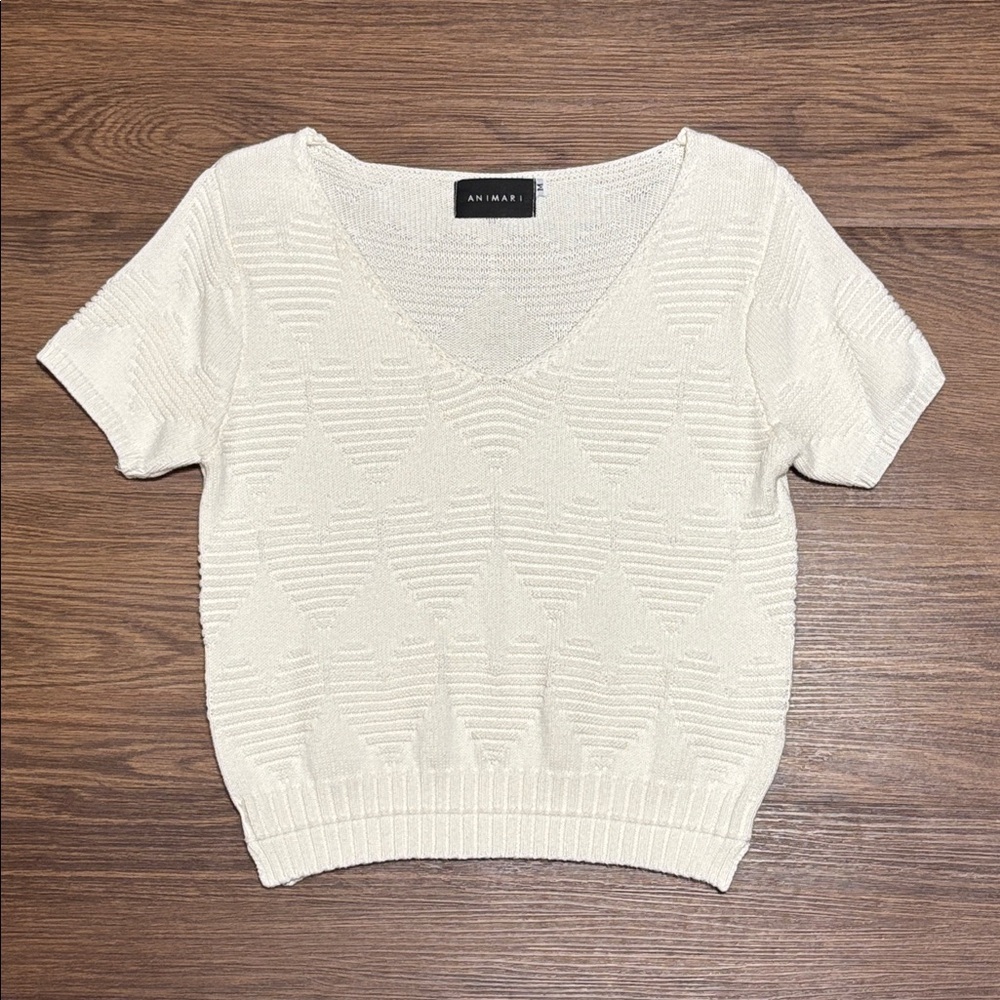 ANIMARI Cream V-Neck Sweater
